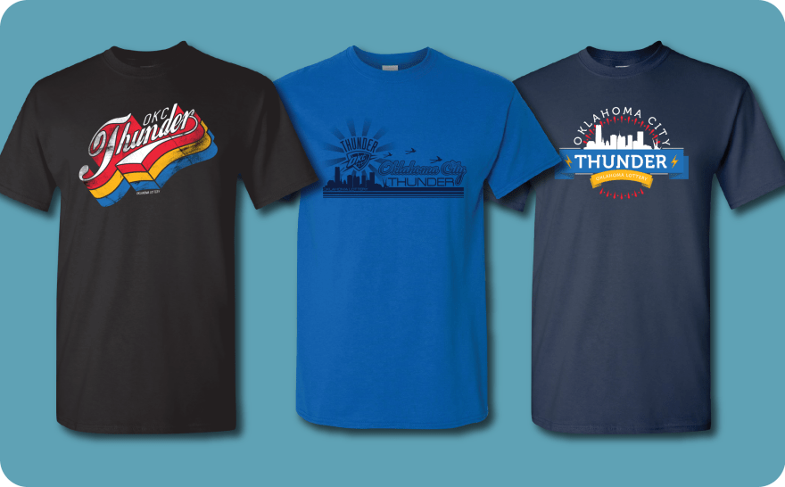 Oklahoma Lottery OKC Thunder Shirts 8-17-2016
